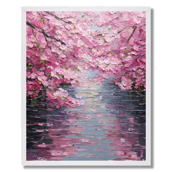 CHERRY BLOSSOM RIVERBEND - FRAMED