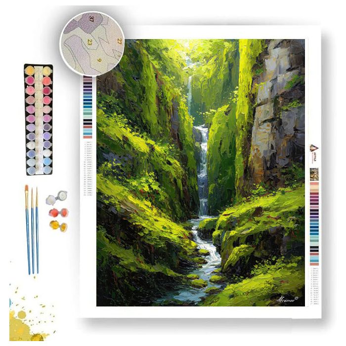 MOSSY CLIFF FALLS - Paint by Numbers Full Kit
