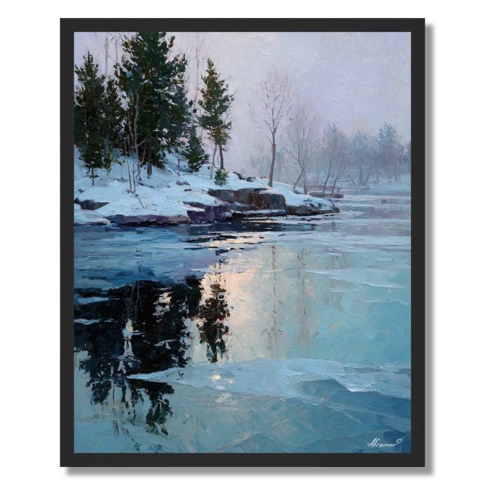 WINTER HARBOR STILLNESS - FRAMED