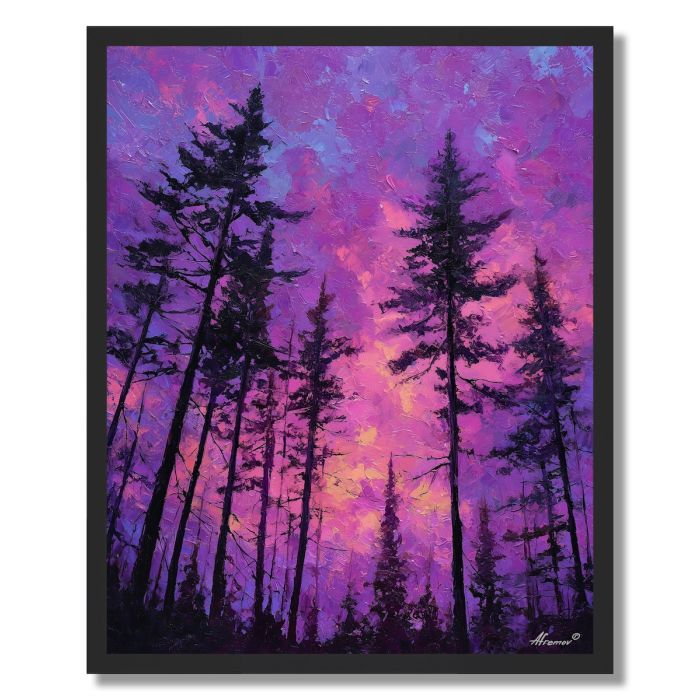 PURPLE DUSK PINES - FRAMED