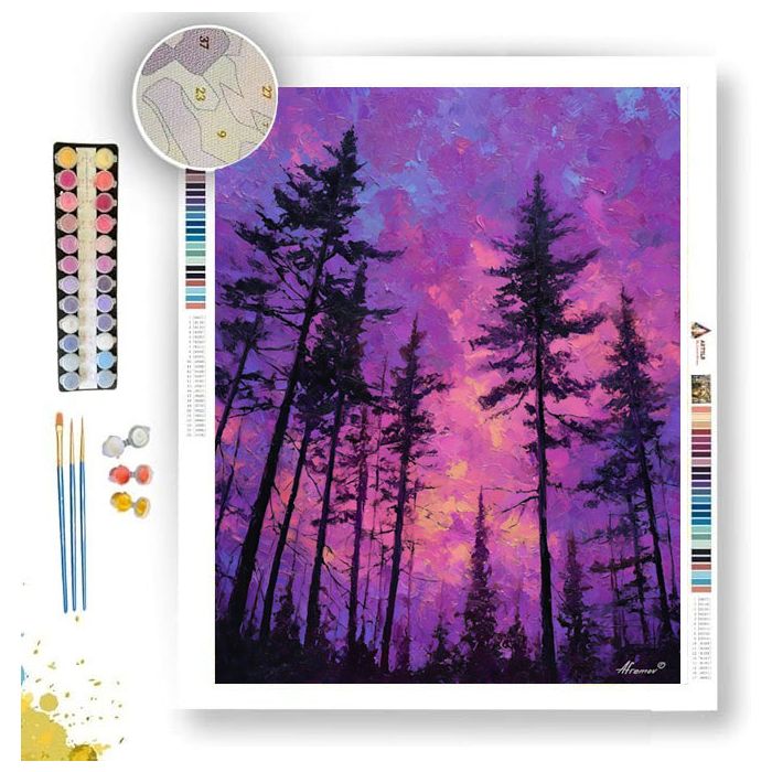 PURPLE DUSK PINES - Paint by Numbers Full Kit