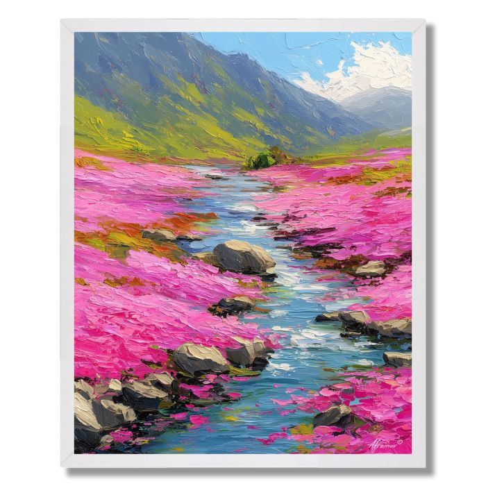 MOUNTAIN BLOOM RIVER - FRAMED