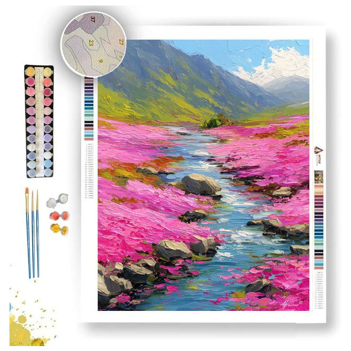 MOUNTAIN BLOOM RIVER - Paint by Numbers Full Kit