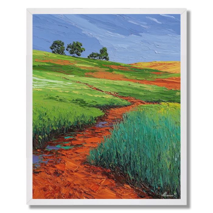 RUST AND GREEN MEADOW - FRAMED