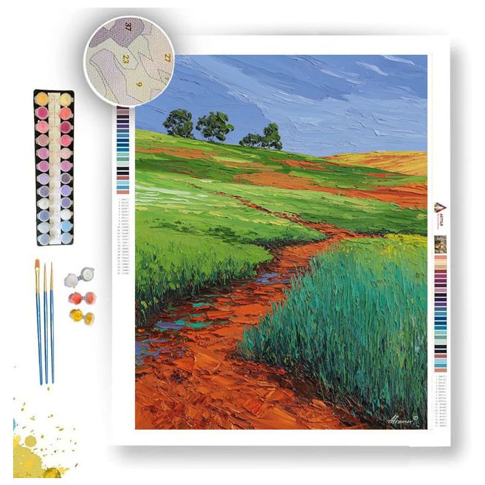 RUST AND GREEN MEADOW - Paint by Numbers Full Kit