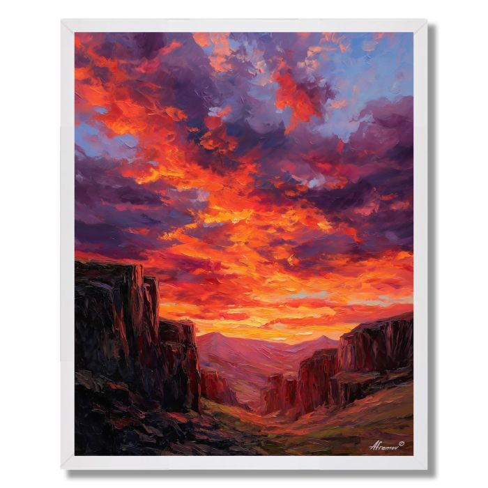 CRIMSON SUNSET HIGHLANDS - FRAMED