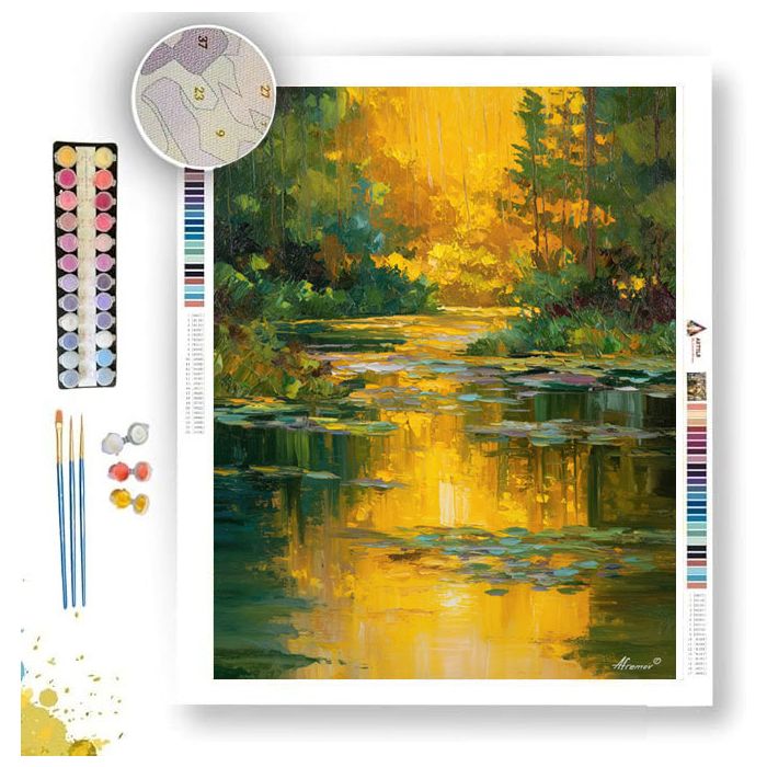 GOLD OVER QUIET WATERS - Paint by Numbers Full Kit