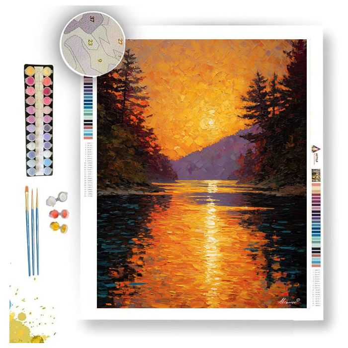 GOLDEN GLASS LAKE - Paint by Numbers Full Kit