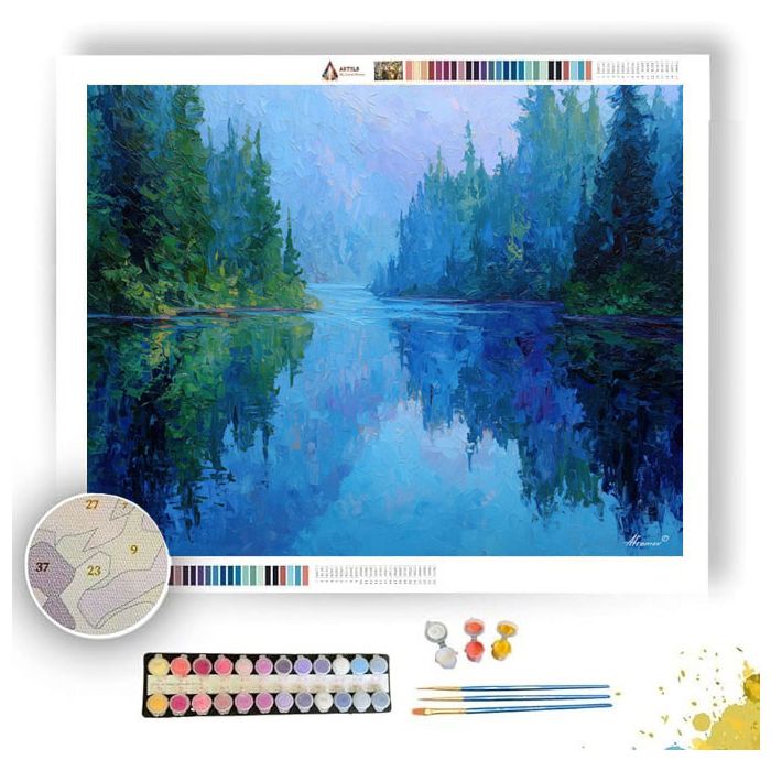 BLUE LAKEWOOD MORNING - Paint by Numbers Full Kit