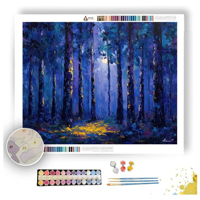 MIDNIGHT INDIGO FOREST - Paint by Numbers Full Kit