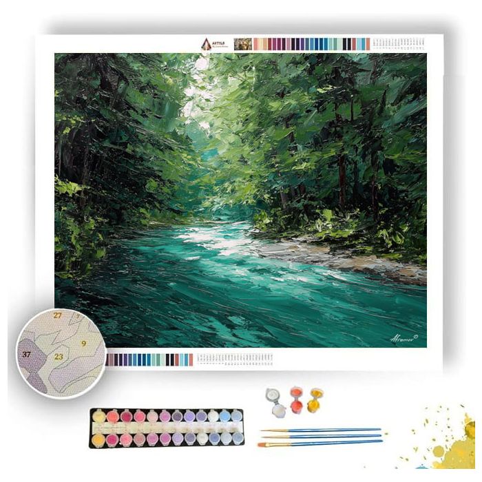 EMERALD RIVER FOREST - Paint by Numbers Full Kit