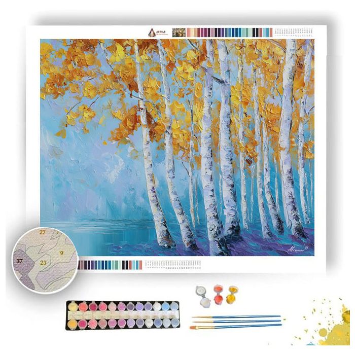 BIRCH TREES IN BLUE WIND - Paint by Numbers Full Kit