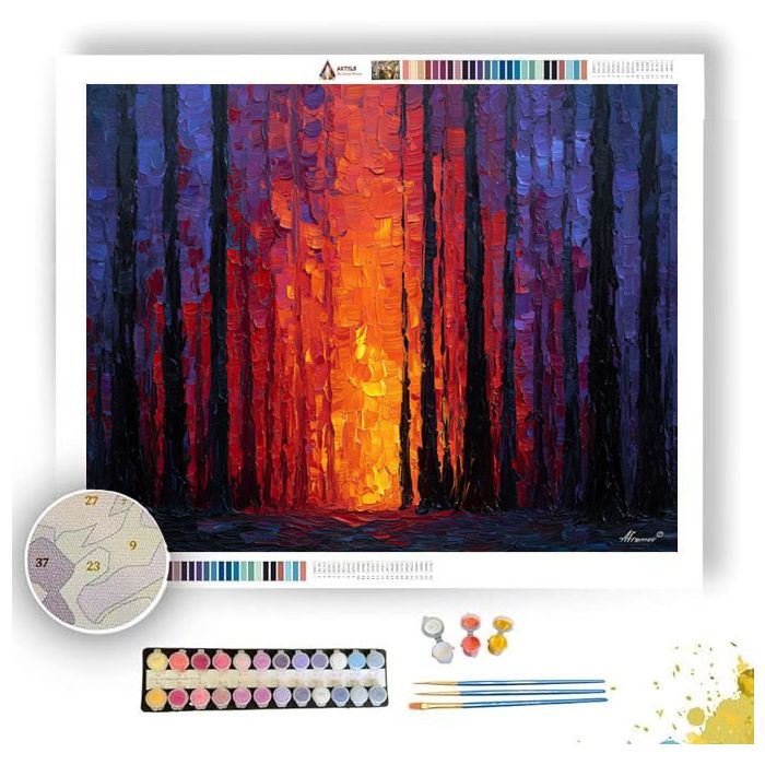 SUNSET FIREFALL FOREST - Paint by Numbers Full Kit