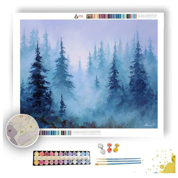 MIST OVER SILVER PINES - Paint by Numbers Full Kit