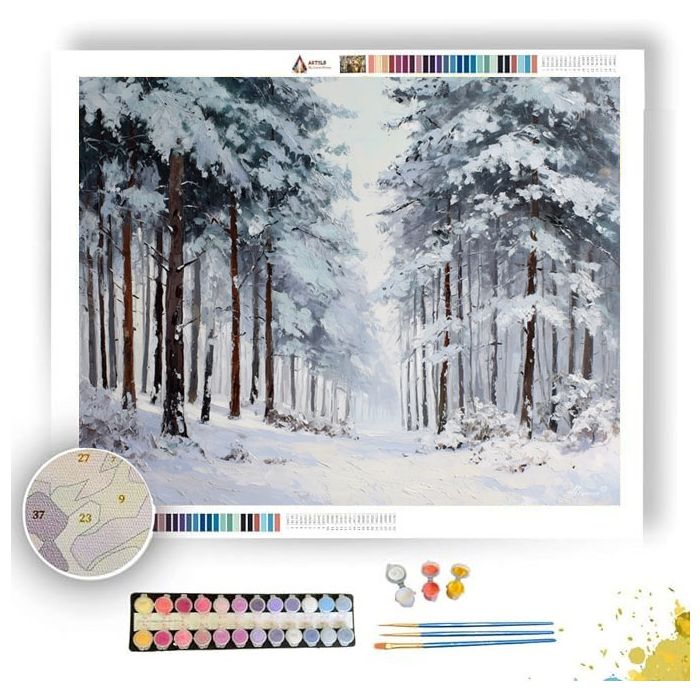 WINTER WHITE PINES - Paint by Numbers Full Kit