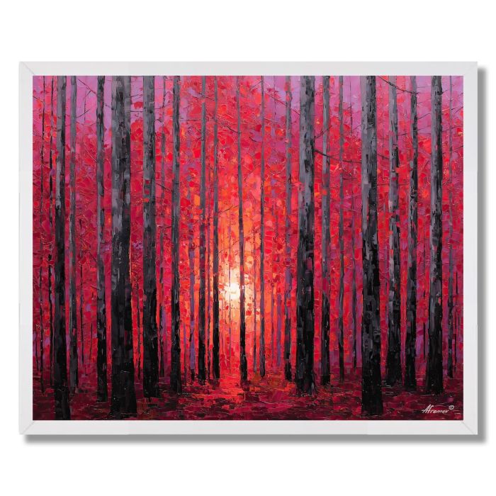CRIMSON SUNLINE WOODS - FRAMED