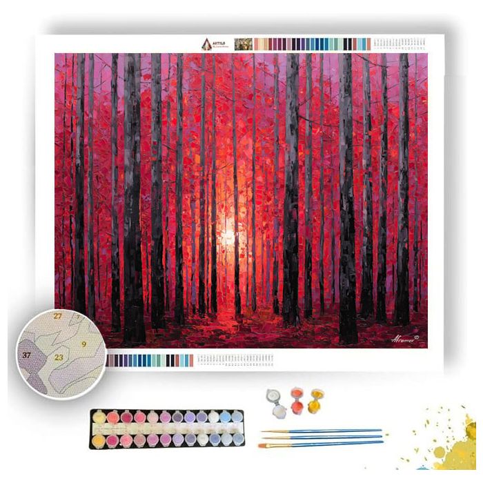CRIMSON SUNLINE WOODS - Paint by Numbers Full Kit