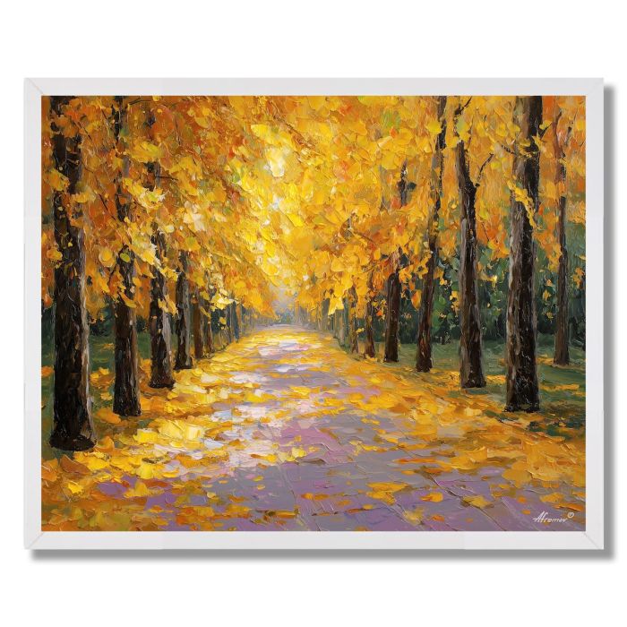 GOLDEN PATH OF LEAVES - FRAMED
