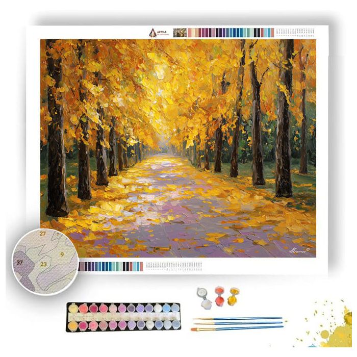 GOLDEN PATH OF LEAVES - Paint by Numbers Full Kit