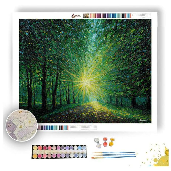 SUNBURST THROUGH THE TREES - Paint by Numbers Full Kit