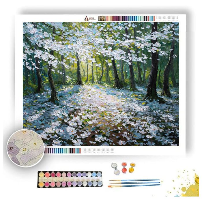 FOREST OF SNOWY PETALS - Paint by Numbers Full Kit