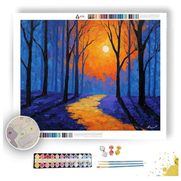 THE BLUE SUNSET FOREST - Paint by Numbers Full Kit