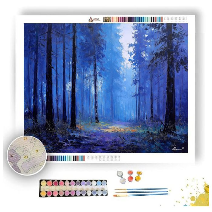 FOREST IN BLUE HUSH - Paint by Numbers Full Kit