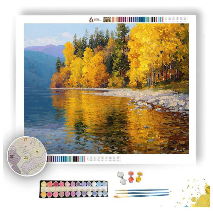 GOLDEN AUTUMN LAKESIDE - Paint by Numbers Full Kit