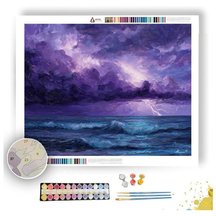 VIOLET STORM OVER THE SEA - Paint by Numbers Full Kit