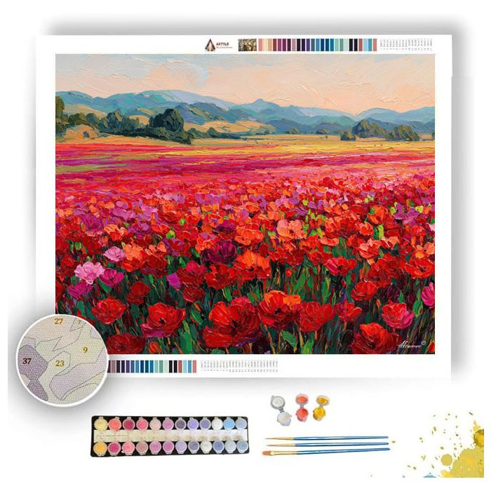 CRIMSON BLOOM MEADOW - Paint by Numbers Full Kit