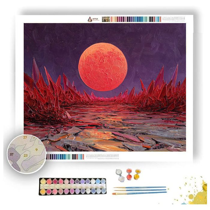 CRIMSON MOON OVER THE GLASS DESERT - Paint by Numbers Full Kit