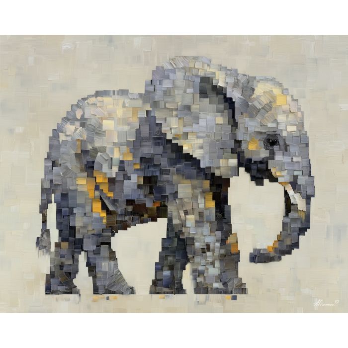 pixel elephant, minimal elephant sprite, gray pixel blocks, tiny trunk design, low-res animal icon, geometric creature, cute simple elephant, blocky shape