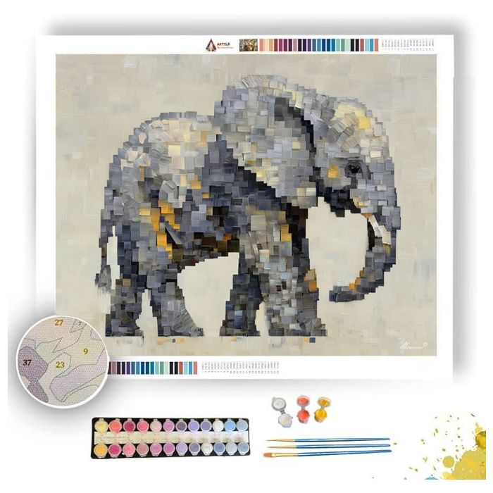 PIXEL ELEPHANT BLOCK - Paint by Numbers Full Kit