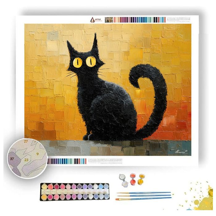 PIXEL CAT SILHOUETTE - Paint by Numbers Full Kit