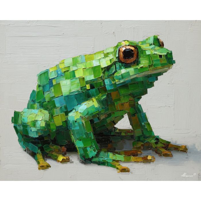 pixel frog, minimal animal sprite, green blocks, simple amphibian icon, cartoon frog pixel, low-res retro look, large pixel eyes, cute blocky creature