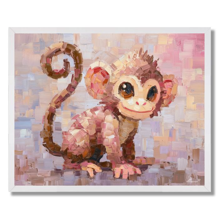 PIXEL KAWAII MONKEY - FRAMED