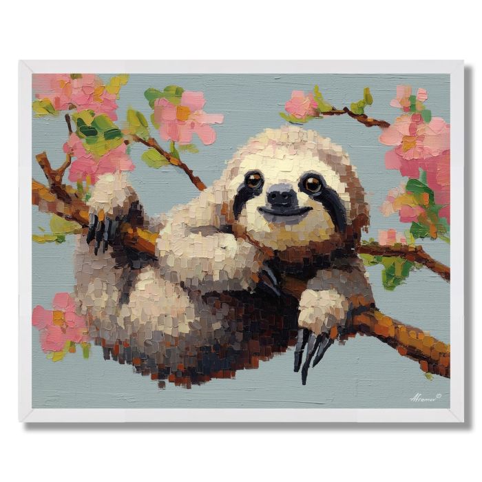 PIXEL KAWAII SLOTH - FRAMED