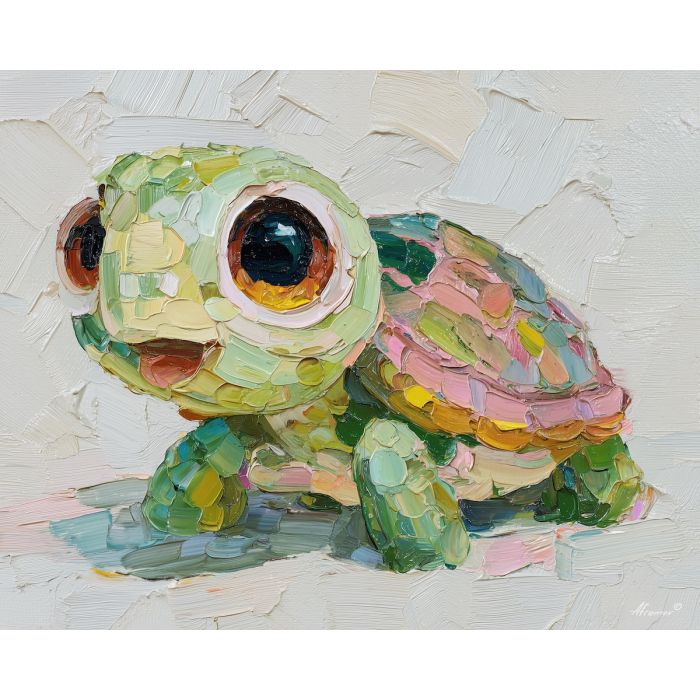 kawaii turtle pixel, pastel shell design, cute green sprite, chibi turtle, big eye animal pixel, adorable creature, tiny turtle icon