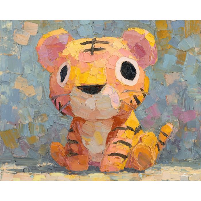 kawaii tiger pixel, pastel orange sprite, cute stripes, oversized pixel eyes, chibi tiger, adorable animal icon, round tiger cub, pastel tones