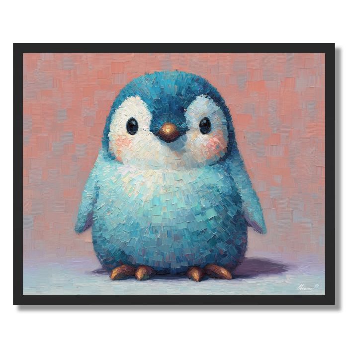 PIXEL KAWAII PENGUIN - FRAMED