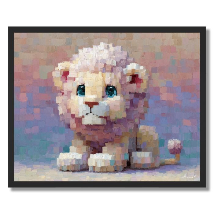 PIXEL KAWAII LION - FRAMED