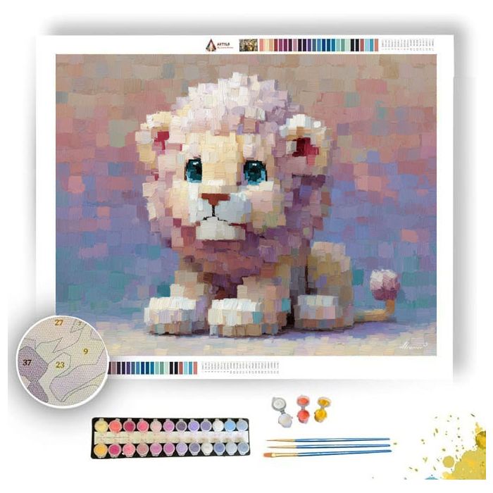 PIXEL KAWAII LION - Paint by Numbers Full Kit