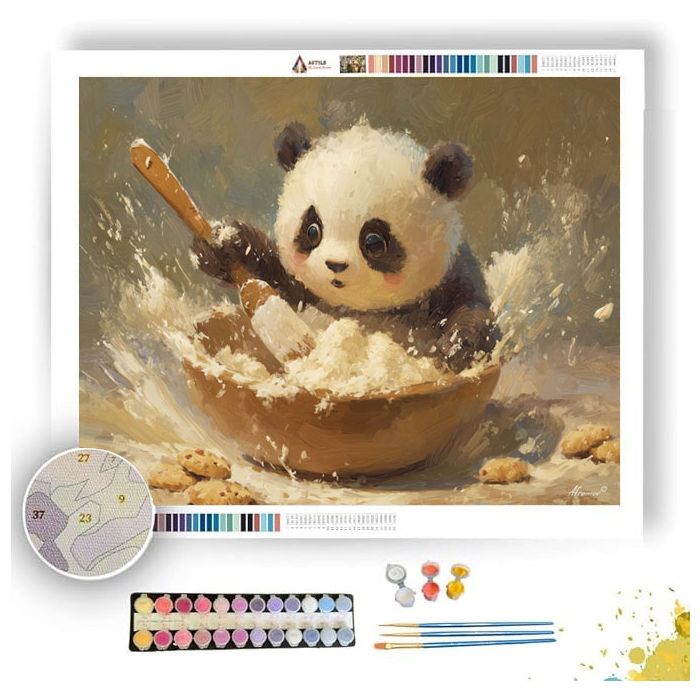 KAWAII PANDA BAKING COOKIES - Paint by Numbers Full Kit