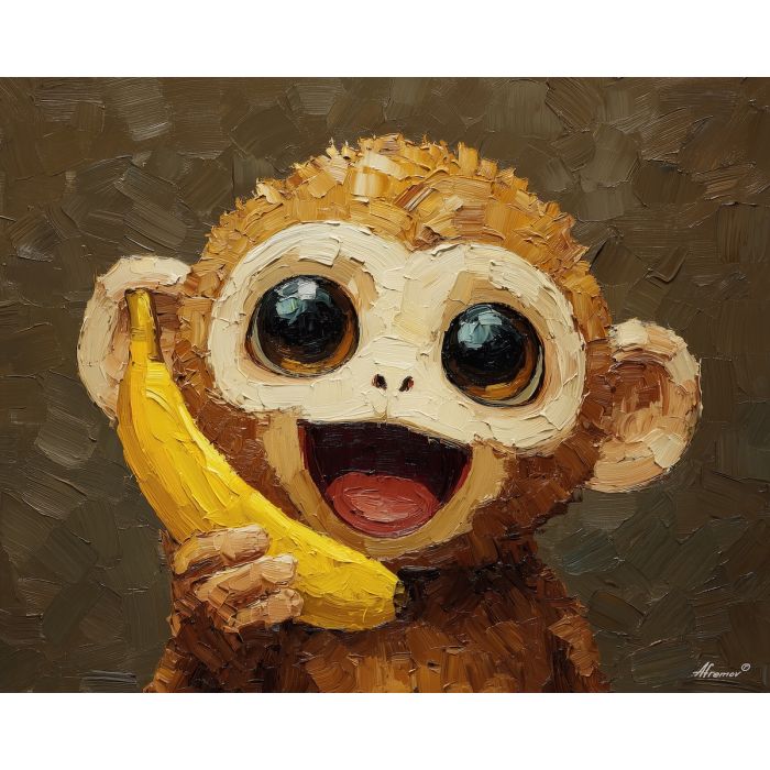 kawaii monkey pixel, banana eating sprite, cute monkey activity, bright yellow banana pixel, chibi animal snack, adorable fun scene