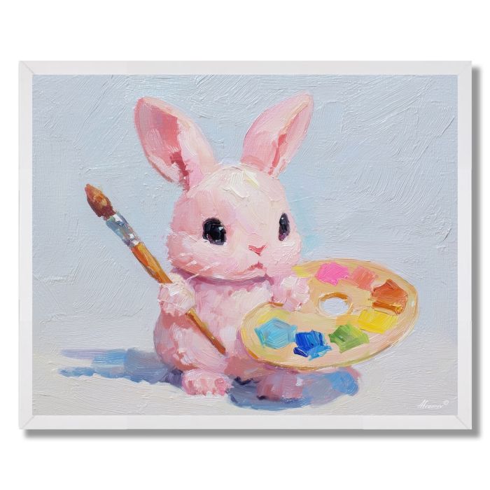 KAWAII BUNNY PAINTING - FRAMED