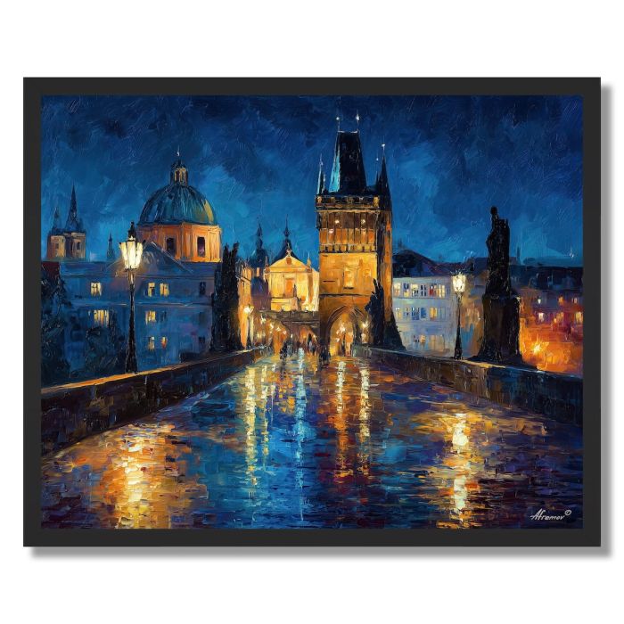 CHARLES BRIDGE NIGHT LANTERNS - FRAMED