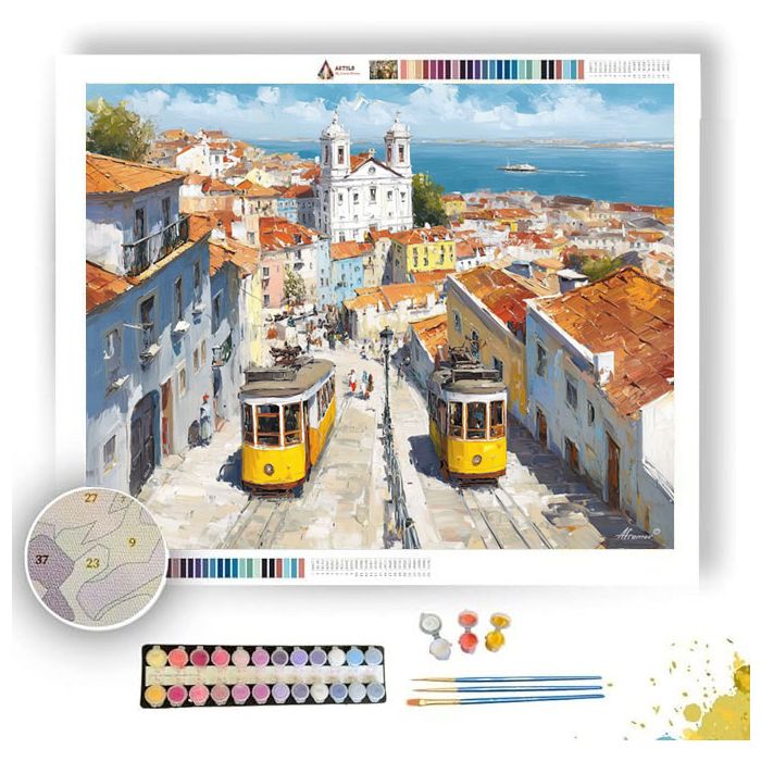 LISBON ALFAMA HILLSIDE TRAMS - Paint by Numbers Full Kit