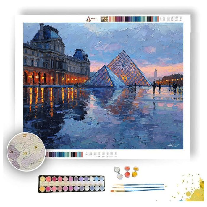 LOUVRE PYRAMID AFTER RAIN - Paint by Numbers Full Kit