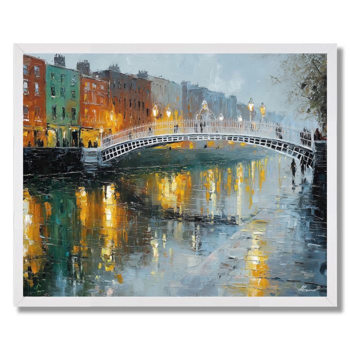 DUBLIN HAPENNY BRIDGE RAINLIGHT - FRAMED