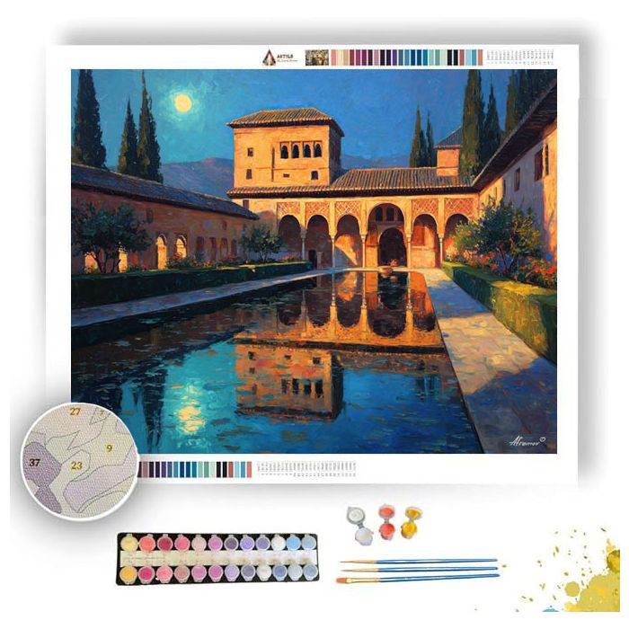 GRANADA ALHAMBRA MOONLIT COURTYARD - Paint by Numbers Full Kit